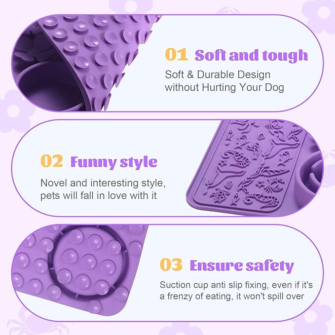 Silicone Lick Mat for Dogs & Cats – Slow Feeder Dog Bowl, Non-Slip Licking Mat for Large & Small Breeds, Puzzle Feeder & Snuffle Mat for Fast Eaters, Interactive Pet Food Mat with Measuring Spoon