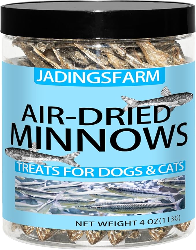 Minnows Dog Treats, 100% Natural Dried Minnows for Dog & Cat, Air Dried, Grain-Free, High-Protein, Premium Quality Cat & Dog Treats 4 oz