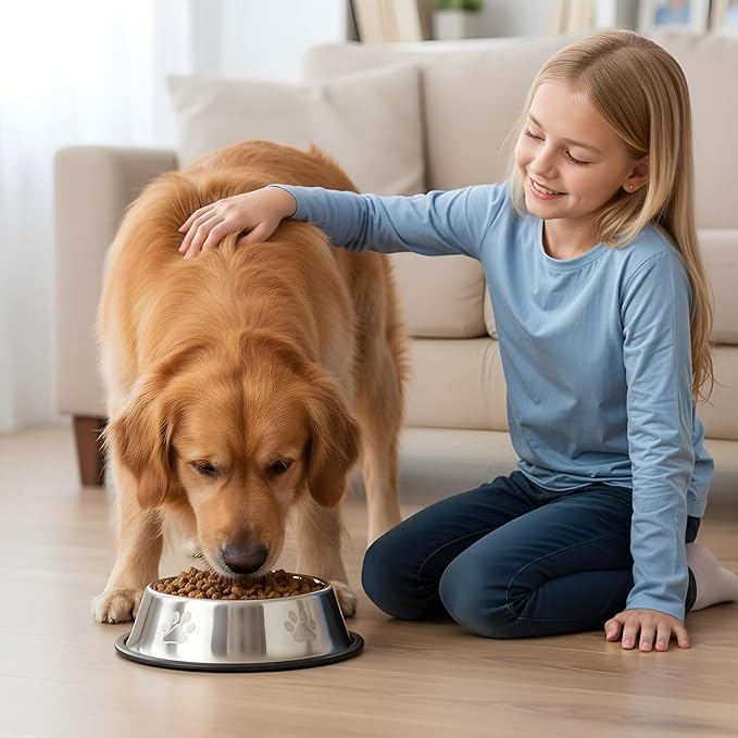 Kifmurase 12PCS Stainless Steel Dog Bowls, 7OZ Metal Feeding Bowl with Non-Slip Rubber Base, Pet Food and Water Dishes for Small Medium Animals Kitten Puppy Rabbit Cats