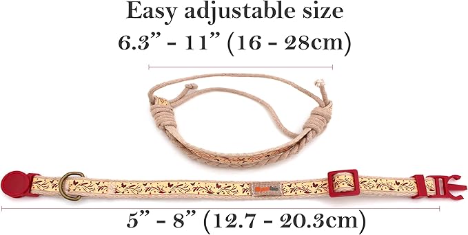 Pettsie Kitten Collar Breakaway with Matching Bracelet – Soft Cotton, Quick-Release Safety Buckle, Adjustable 5"-8", Stylish Gift Box, Red
