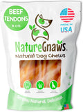 Nature Gnaws USA Beef Tendons for Dogs (8oz) - Mixed Thickness - Long Lasting for Aggressive Chewers - Premium Natural Beef Dog Chew Treats - Rawhide Free