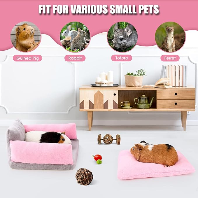 Guinea Pig Couch - Guinea Pig Sofa, Removable Cushioned Pillow, Stuffed Arms and Back, Super Cozy, Ideal Bed for Small Pets