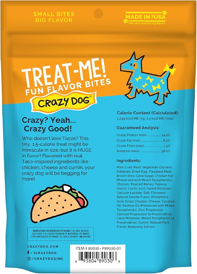 Crazy Dog Treat-Me! Mini Treats: Taco, 4 oz. Bag