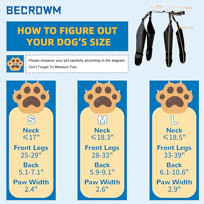 Waterproof Dog Boots for Small/Medium Dogs -Dog Paw Protectors Dog Suspender Boots Anti-Slip Pet Shoes for Outdoor Walking, Reflective Stay-On,Dirt-Proof Comfortable Booties (Black, Large)