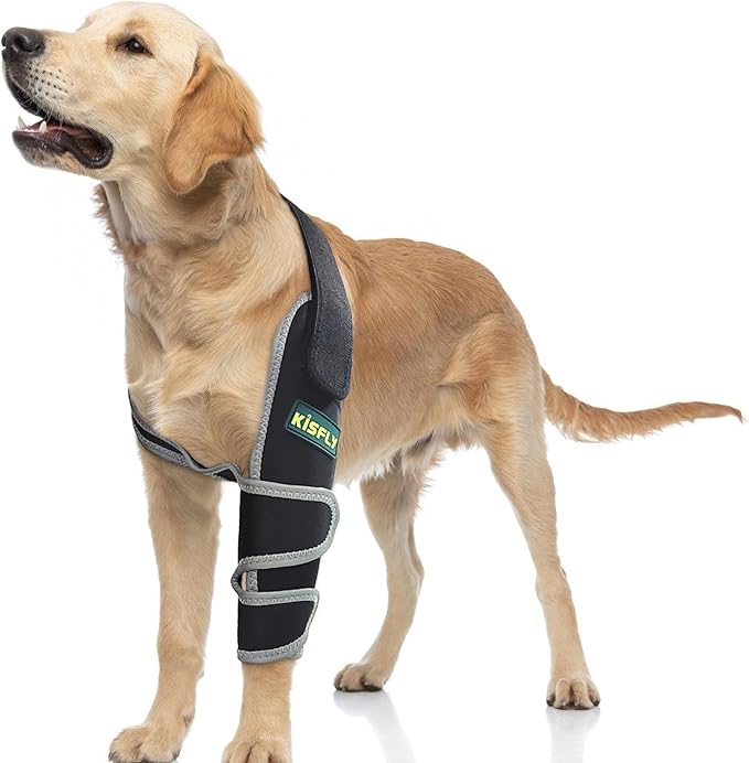 Dog Front Leg Brace, Provides Elbow & Shoulder Support, Helps with Hygroma, Dysplasia & Calluses, Anti-Licking Elbow Pad with Reflective Design, Left Leg, Size M