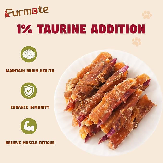 Chicken Jerky Wrapped Double Sweet Potato Dog Treats,Low Fat & Rawhide-Free & High Protein Dog Snacks,Orange & Purple Sweet Potato Soft Chews w/1% Taurine for Small Medium Large Dogs,10.58oz