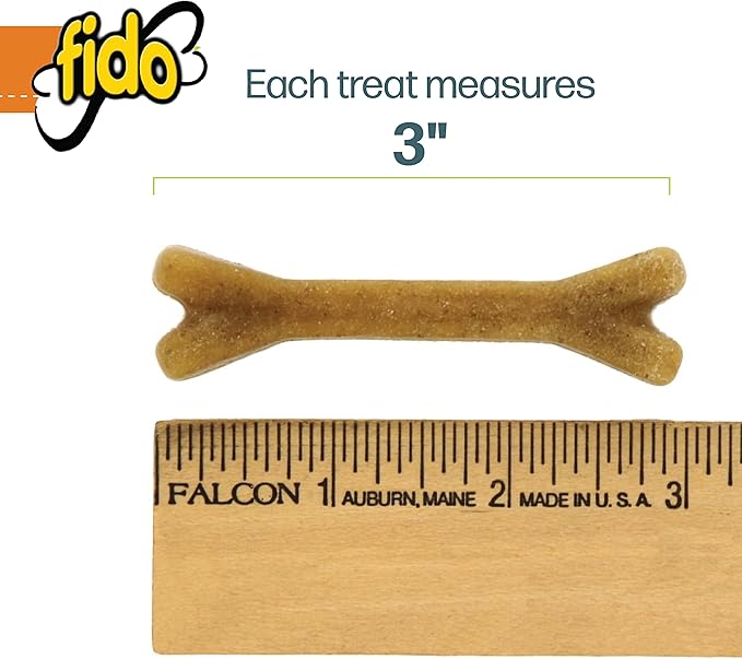 Fido - Doozie Bones Dental Care Treat for Dogs, Peanut Flavored, Made with Sunflower, Chia, & Flax Seeds-Naturally Freshens Breath, Reduces Plaque & Whitens Teeth 21ct - Mini Treats