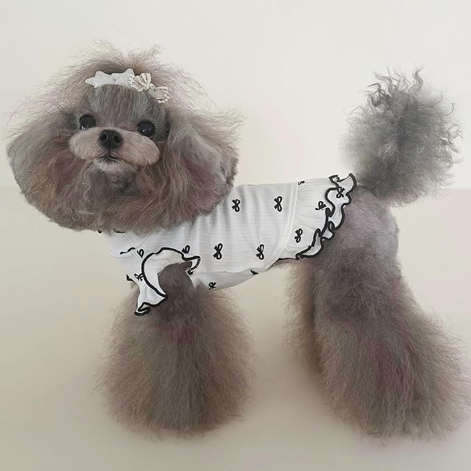 Small Dog Clothes Extra Small Dogs Spring Summer Dress Cute Soft and Breathable Outfits for Female Chihuahua Shih Tzu Yorkshire Puppy Cats (White Dress, X-Small)
