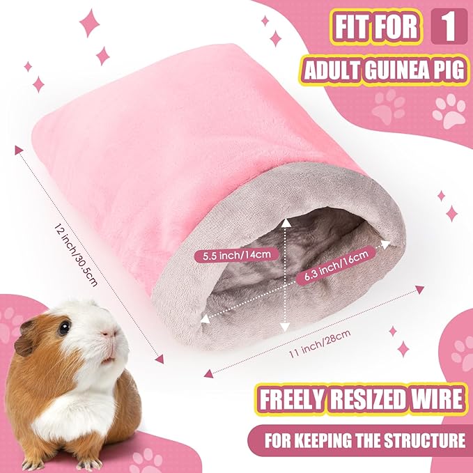 Guinea Pig Sleeping Bag, Adjustable Entrance for Keep Opening, Snuggle Bag and Playtime Sack for Guinea Pig, Rabbits and Other Small Pets, Pink