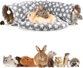 BWOGUE Bunny Tunnel Bed, 2-in-1 Collapsible Tunnel Tubes Toys with Removable Mat Hideout for Cats Kittens Rabbits Guinea Pigs Kitty (Greystar)