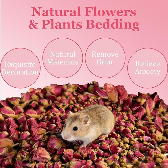 Hamster Bedding Habitat 100G/3.5oz Hamster Forage Flowers Cage Accessories for Rabbit Gerbil Mouse Guinea Pig (100G)
