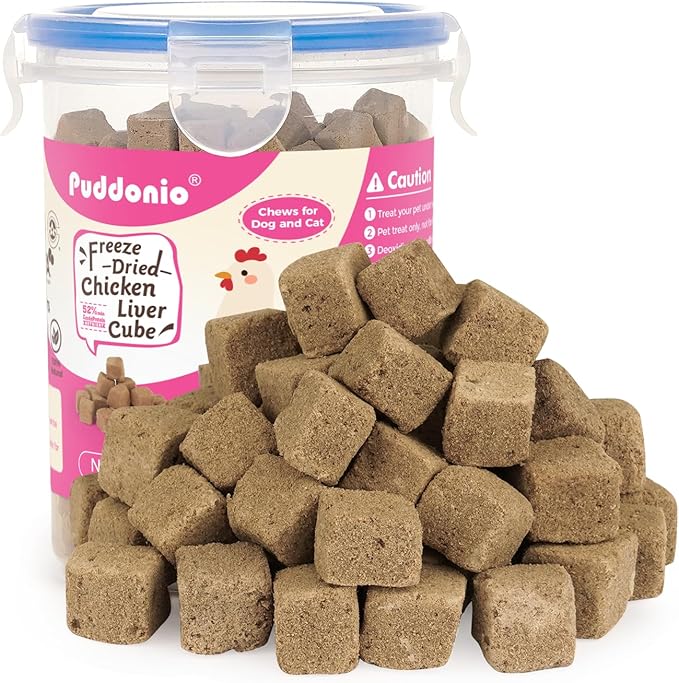 Freeze Dried Dog & Cat Treats – Single Ingredient Chicken Liver, High Protein Training Treats & Food Topper, 3.5 oz