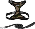 Best Pet Supplies Voyager Step-in Lock Pet Harness w Reflective Pet Leash Combo Set with Neoprene Handle 5ft - Supports Small, Medium and Large Breed Puppies/Cats - Army/Black Trim Set, XL