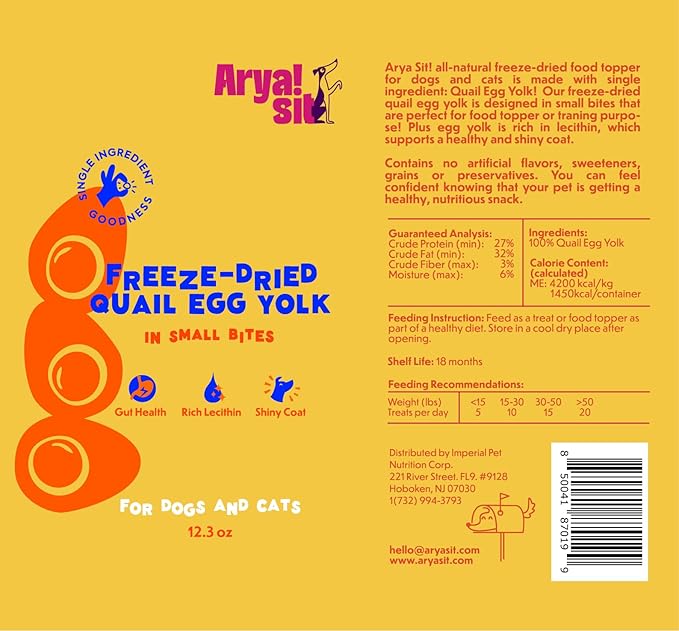 Freeze-Dried Single Ingredient Dog Treats and Food Topper (Egg Yolk)