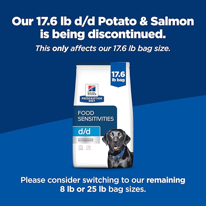 Hill's Prescription Diet d/d Skin/Food Sensitivities Potato & Salmon Formula Dry Dog Food, Veterinary Diet, 17.6 lb. Bag