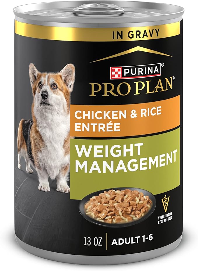 Purina Pro Plan Weight Management Wet Dog Food Chicken and Rice Entrée in Gravy - (Pack of 12) 13 oz. Cans