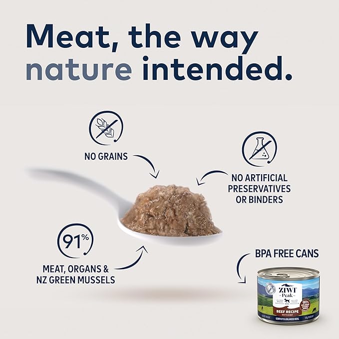 ZIWI Peak Canned Wet Dog Food – All Natural, High Protein, Grain Free, Limited Ingredient, with Superfoods (Beef, Case of 12, 6oz Cans)