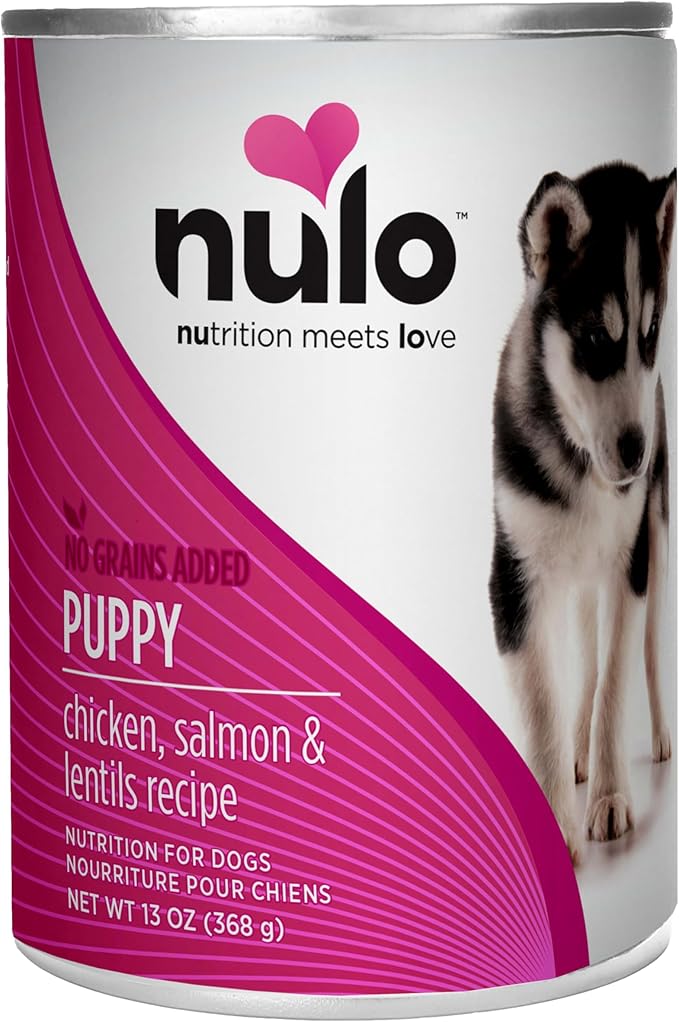 Nulo Grain-Free Chicken, Salmon, & Lentils Recipe Wet Canned Dog Food for Puppies, 13 Ounce, 12 Cans