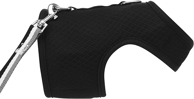 Kitty Harness and Leash for Walking Escape Proof Breathable Mesh Fabric, Solid Black, X-Small, Adjustable Cat Walking Jackets, Padded Stylish Cat Vest