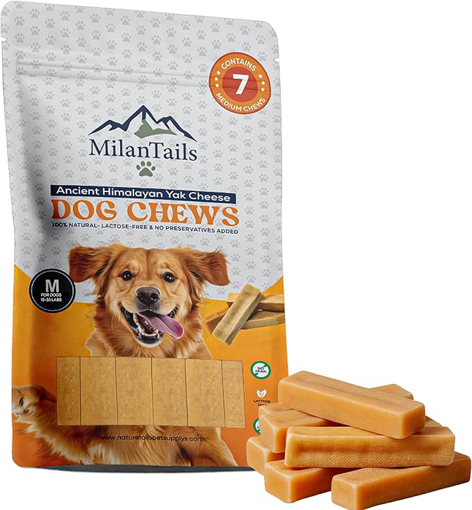 Premium Gold Yak Cheese Himalayan Dog Chews, Dog Treats for Dogs, All Natural, High Protein, for Aggressive Chewers - 1 LB Bag (Medium, Original)