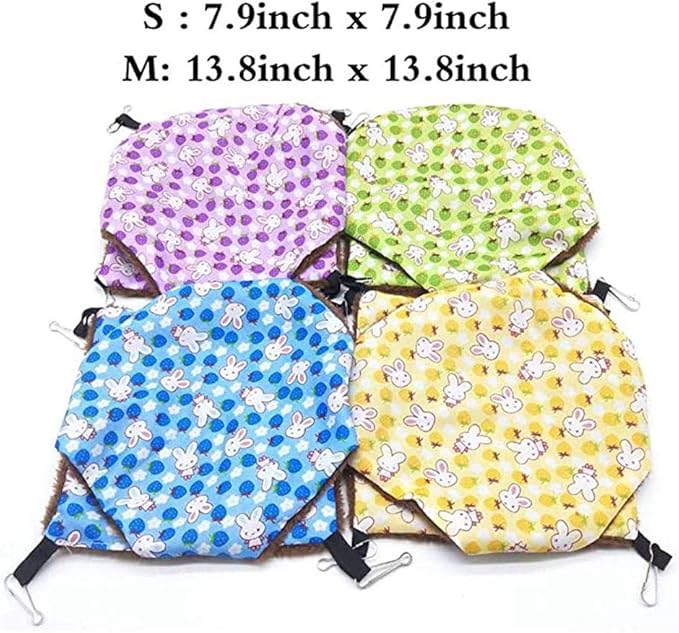 Oncpcare Pet Cage Hammock, Guinea Pig Bedding, Warm and Cozy Fleece Hammock, Size M, 13" x 13"