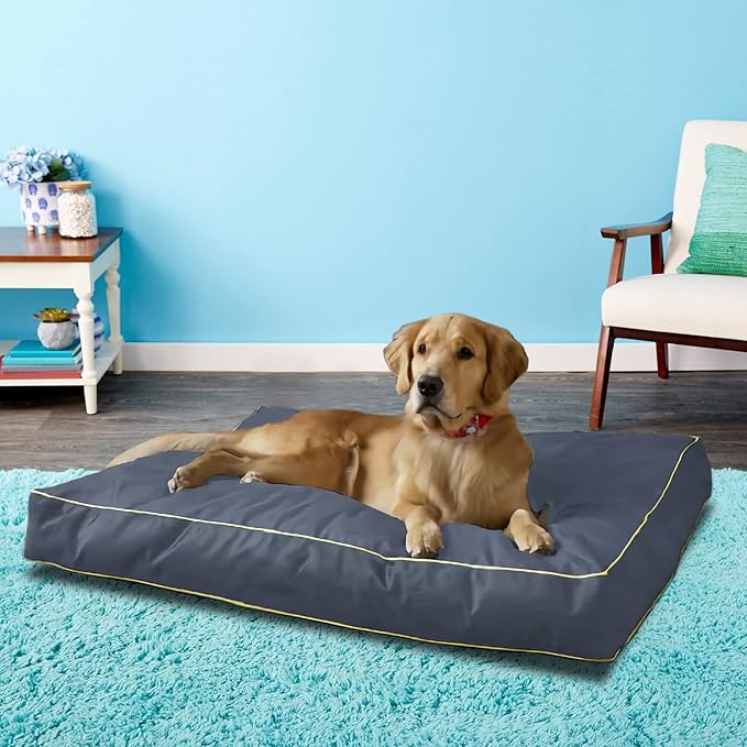 Dog Bed Cover,Waterproof Tough Plastic DIY Pet Bed Cover,Non Stick Hair Easy to Clean Rectangular Fillable Dog Bed Covers with Zipper(Dark Grey,36" L x 27" W x 4" Th,Cover Only)