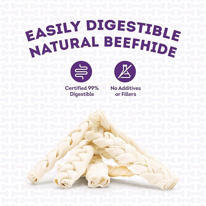 USA Beefhide Braids 7-8" Dog Chew Treats - Natural Flavor, 7 Count/1 Pack