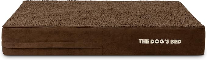 The Dog’s Bed Orthopedic Memory Foam Dog Bed for Large Dogs, Waterproof Washable Cover, Anti-Slip Base, Calming Surface – CertiPUR-Certified Foam, Brown Plush, 6 Inch Thick