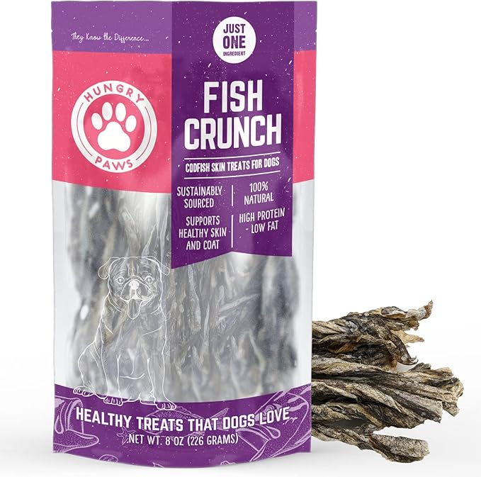 Cod Skins Dog Training Treats – All Natural & Healthy Fish Skin Snacks for Dogs Boost Their Coat and Oral Health with Delicious Savory Sticks