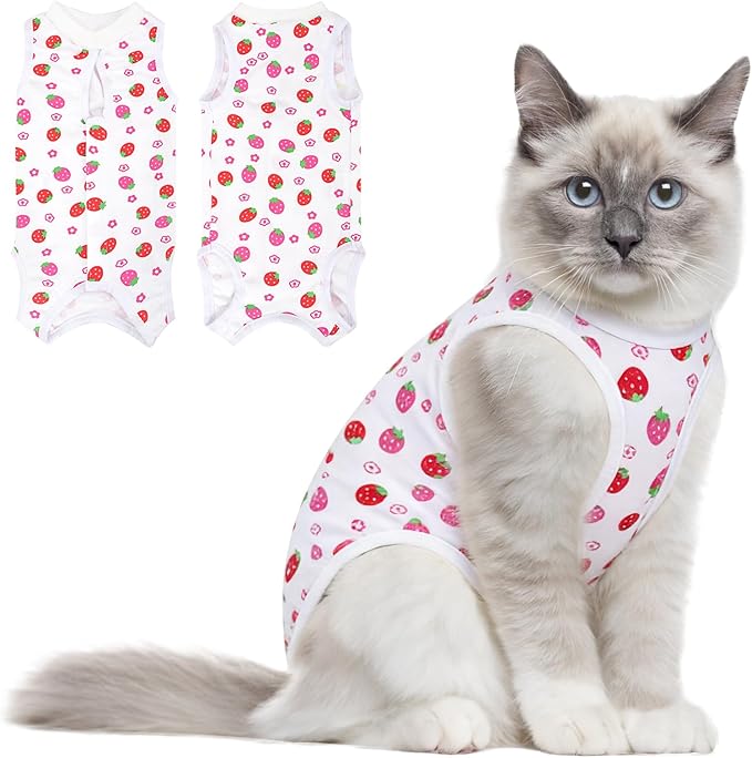 Coppthinktu Cat Recovery Suit Female Cats Onesie for Cats, Breathable Cat Surgery Suit for Surgical Abdominal Wounds Skin Diseases, Cute Kitten Spay Recovery Suit E-Collar Alternative Anti Licking