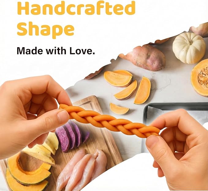 iPaw Turkey Dog Treats, All Natural Human Grade Dog Treat, Suitable for Training chew, Hypoallergenic, Rawhide Alternative,Braided Stick (Sweet Potato)