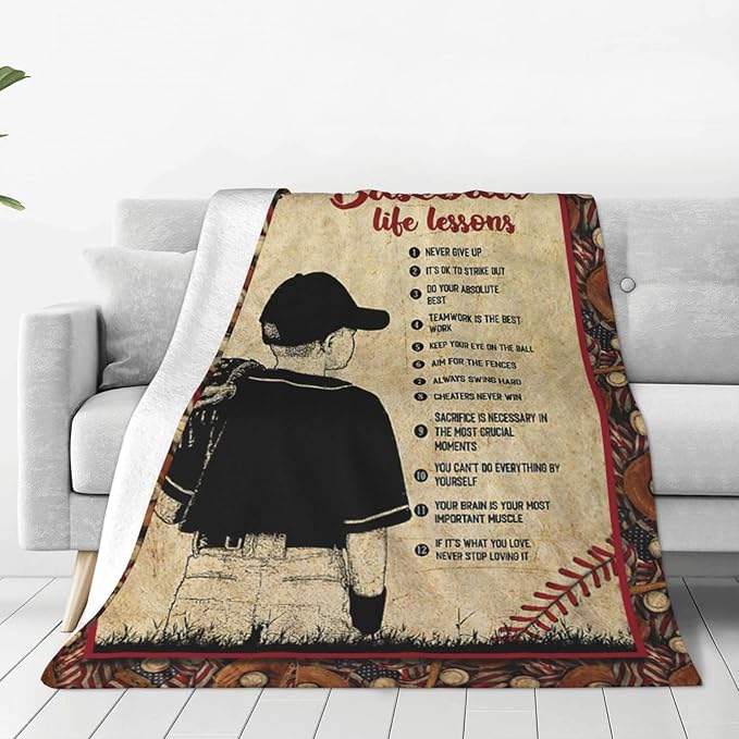 Baseball Decor Gifts: Cozy Fleece Flannel Blanket, Soft Warm Plush, Lightweight, 60"X80" for Boys Teens Kids, Couch Sofa Bed