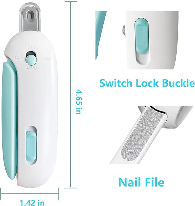 Pets Nail Clippers and Trimmers for Indoor Cats & Small Animals, Safety Lock and Nail File, Nail Trimmer & Claw Scissors for Home Grooming - Professional Grooming Tool for Pets (Blue)