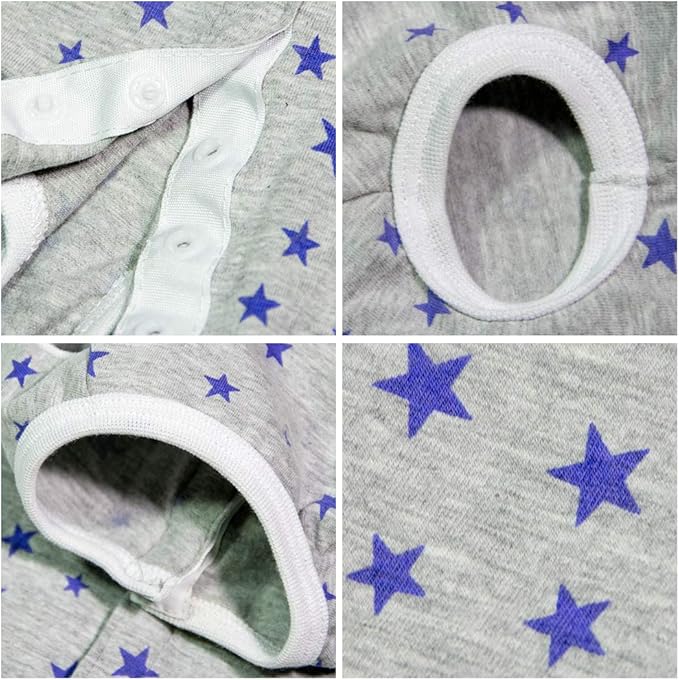 Dog’s Recovery Suit Post Surgery Shirt for Puppy, Wound Protective Clothes for Little Animals(Grey Stars-l)