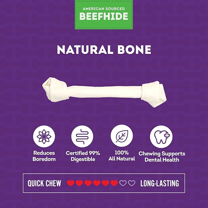 American Sourced Beefhide Bones 15-17" Dog Chew Treats - Natural Flavor, 1 Count/1 Pack