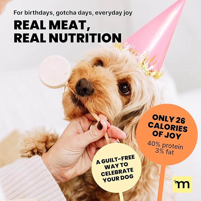 MalsiPree Dog Birthday Treats - Puppy Adoption Gifts & Puppy Training Supplies - Fun Dog Lollipops & Healthy Pet Ice Cream Alternative - Cute Accessories & Photo Props - 8 Pack