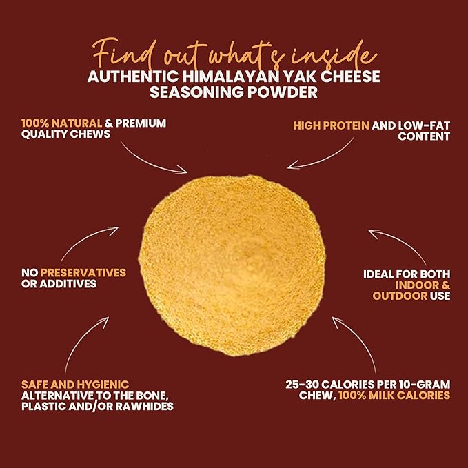 KATHMANDU'S Yak Cheese Powder Food Topper - (8 oz) Dog Meal Seasoning for Picky Eaters, Healthy Dogs Toppers, Food Enhancer for Dry and Wet| Enriched Calcium Powder for Dogs