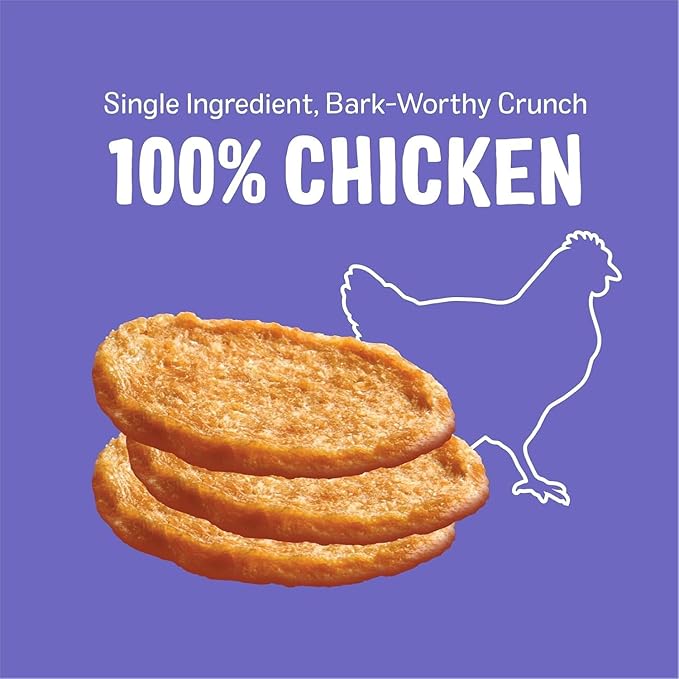 Three Dog Bakery Bark'N Crunch! Chicken Chips with 100% Real Chicken - 4 oz - Crunchy Treats for Dogs - High Protein Dog Snacks - Grain Free, No Corn or Soy, Single Ingredient Treats