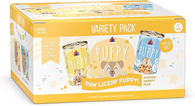 Weruva Puppy Food, Paw Lickin' Puppy Variety Pack, 14oz Can, Pack of 9