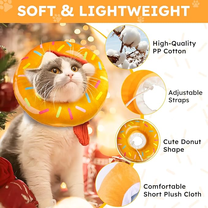 Hpetppy Cat Cone Collar Soft, Cat Recovery Collar for Wound Healing Cute Donut Adjustable Kitten Cones to Stop Licking Comfortable Lightweight Neck Elizabethan Collars for Kittens After Surgery