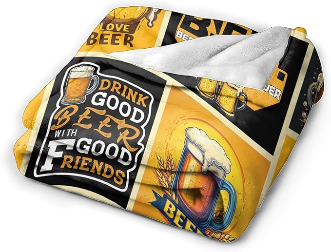 Beer Blanket Drink Beer Throw Blanket Gifts for Adults Women Man Super Soft Cozy Plush Fluffy Fuzzy Fleece Blanket Decor 40''X50''
