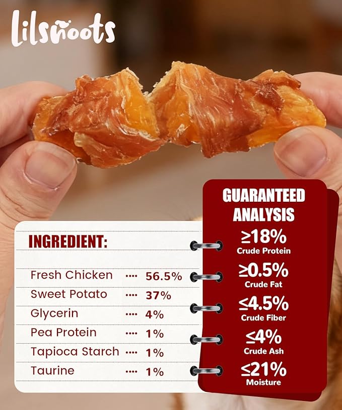 Chicken Wrapped Sweet Potato Dog Treats 10.6oz Chicken Jerky Training Treats for Puppy Dogs Rawhide Gluten Grain Free w/Taurine Dog Snacks Limited-Ingredient Treats Low Fat High Protein