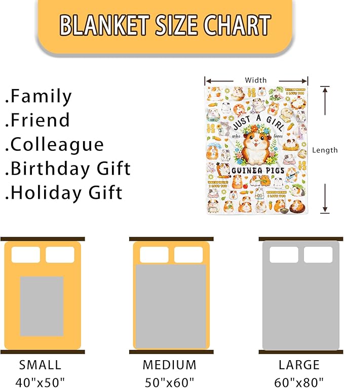 Guinea Pig Blanket Gifts for Girls Women Guinea Pig Throw Blanket Birthday Stuff Gifts Bedding Decor for Kids Adults 50"x40"