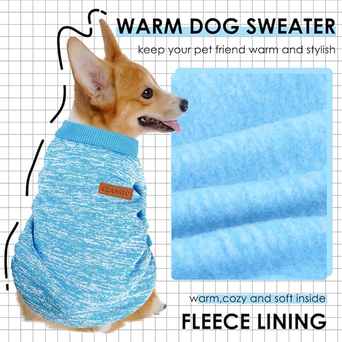 2 Pcs Dog Sweaters for Small Dogs Girl Boy Winter Fleece Clothes Warm Soft Dog Sweatshirt Outfit for Dogs Cats Pet Apparel