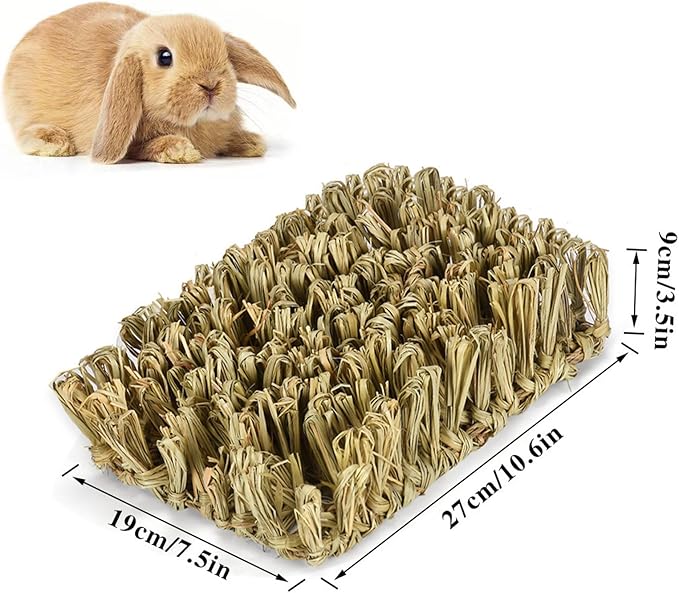 Rabbit Grass Bed Timothy Hay Bunny Mat – Natural Chewable Pet Nest for Rabbits, Guinea Pigs, Hamsters – Safe, Organic
