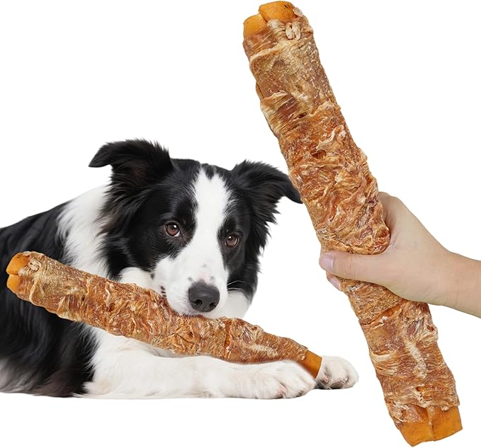Just Try 10.6" Chicken Wrapped Rawhide Chew Sticks for Dogs - Long Lasting Dog Chews, Healthy Dog Bones Dental Treats for Medium Dogs
