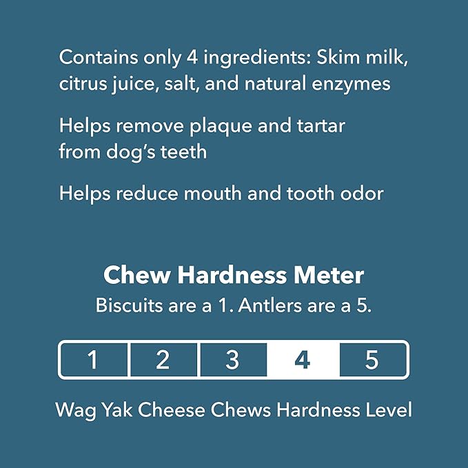 Amazon Brand - Wag Yak Cheese Himalayan Dog Chews, Dog Treats for Large Size Dogs, All Natural, High Protein for Aggressive Chewers, 35-55 lbs, 3 Count, 9.9 oz