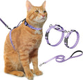 Hikiko Cat Harness and Leash Set Escape Proof Adjustable Walking Travel Cute Girl Kitten Harness for Small Medium Large Cats (Purple Floral, M)