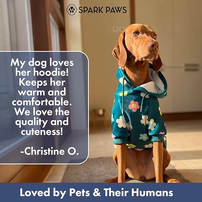 Spark Paws Dog Hoodie – Premium Dog Sweater for Small, Medium, and Large Dogs | Warm Outfits for French Bulldogs, Pitbull, Puppy, Winter Jacket Alternative - Daisy - XL
