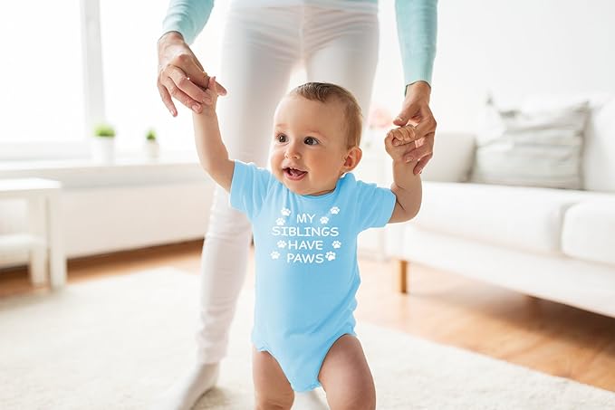 My Sibling have Paws - Funny Baby Essentials Bodysuit - Cute Newborn Outfit Boy Girls Clothes